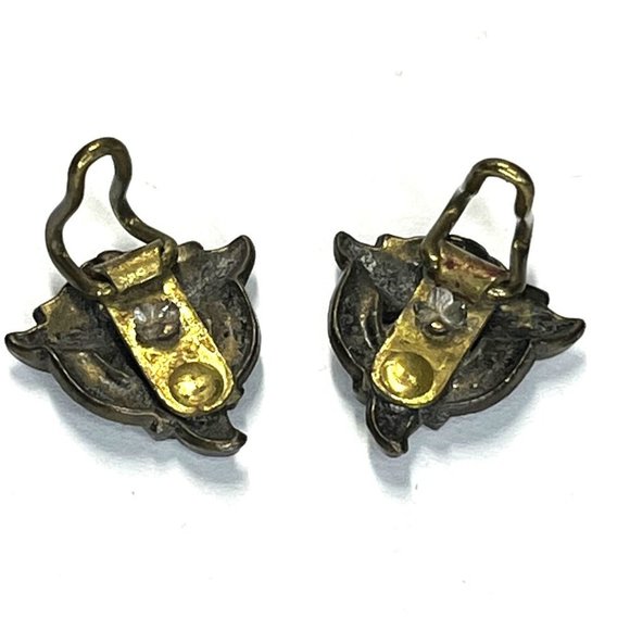 VTG 40's Art Nouveau Carved Floral Bow Earrings Fashion - Picture 4 of 5